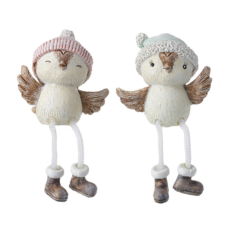 Sitting Bird with Hat Ornament