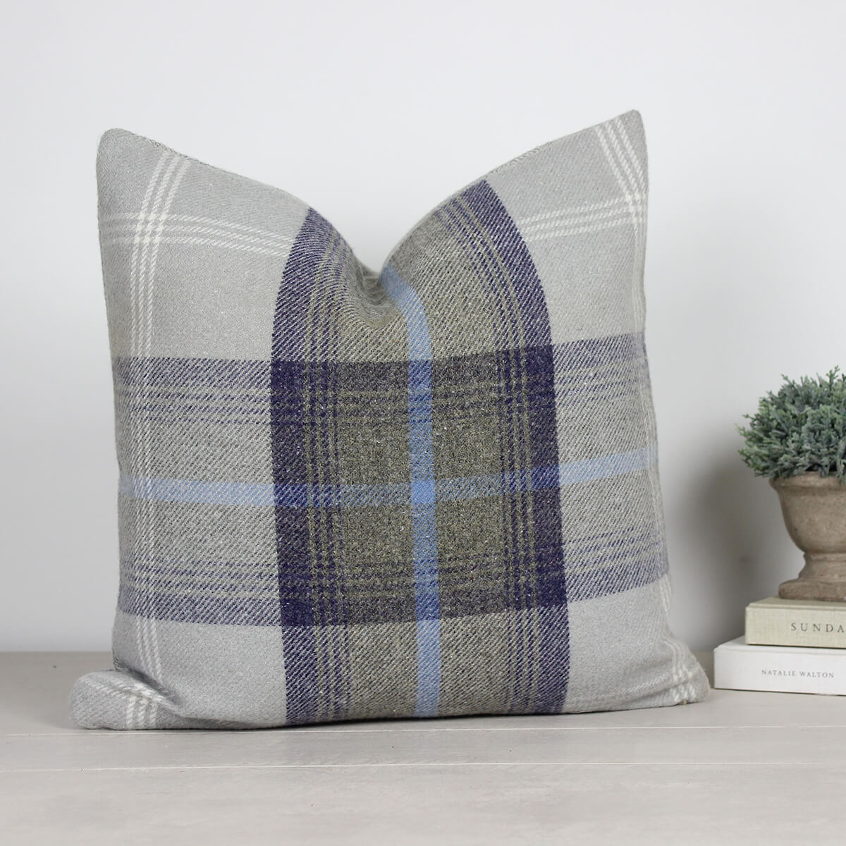 Oxford Blue Balmoral Checked Cushion