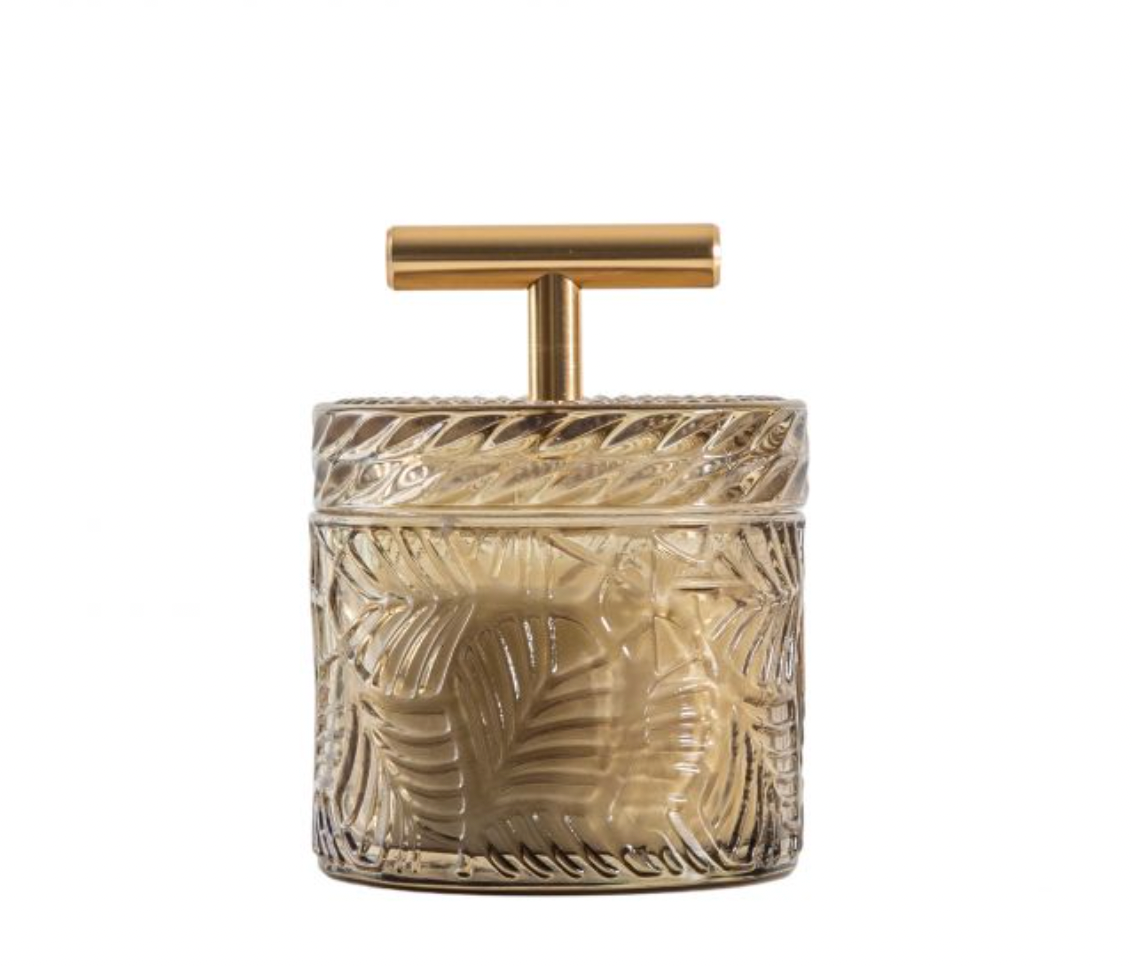 Sandalwood Scented Candle in Brown Theo Jar