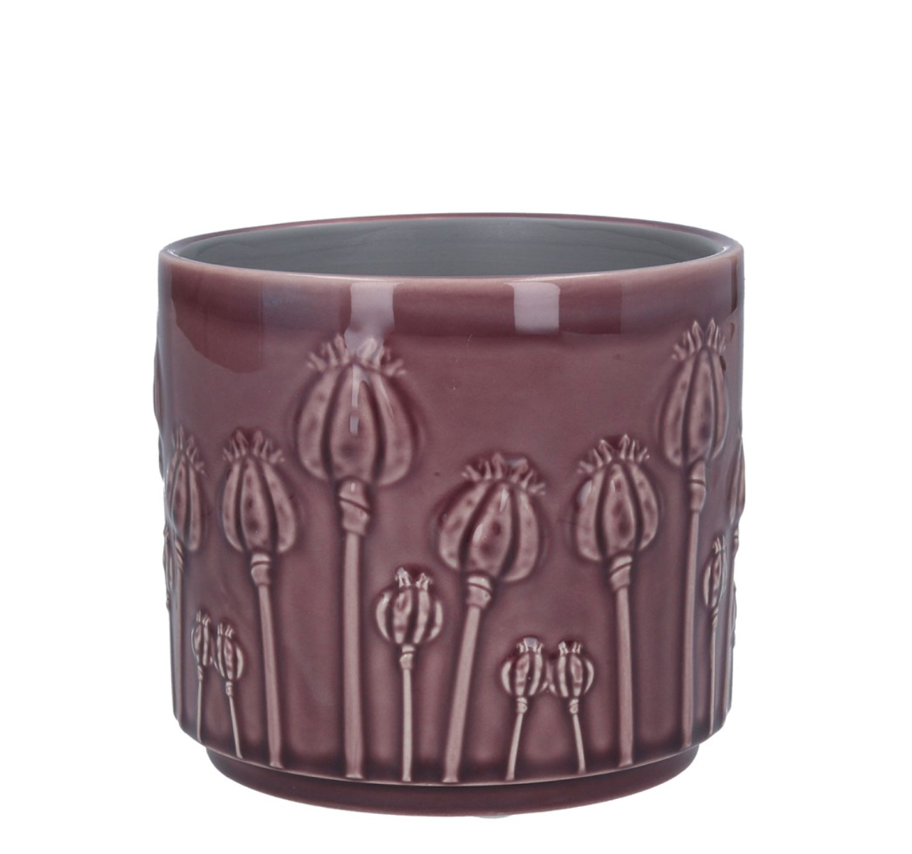 Poppy Head Purple Ceramic Pot - Small