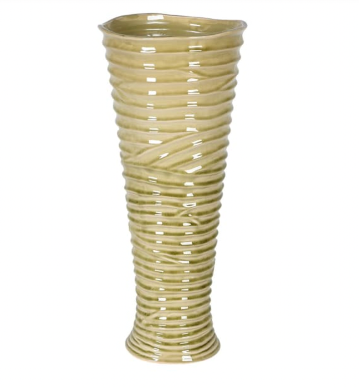 Large Sage Ripple Cylinder Vase