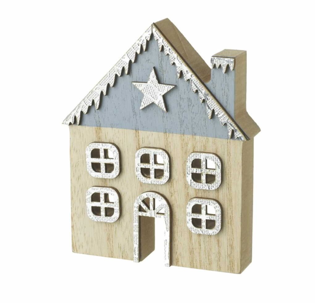 Short Winter Wonderland Blue Wooden House