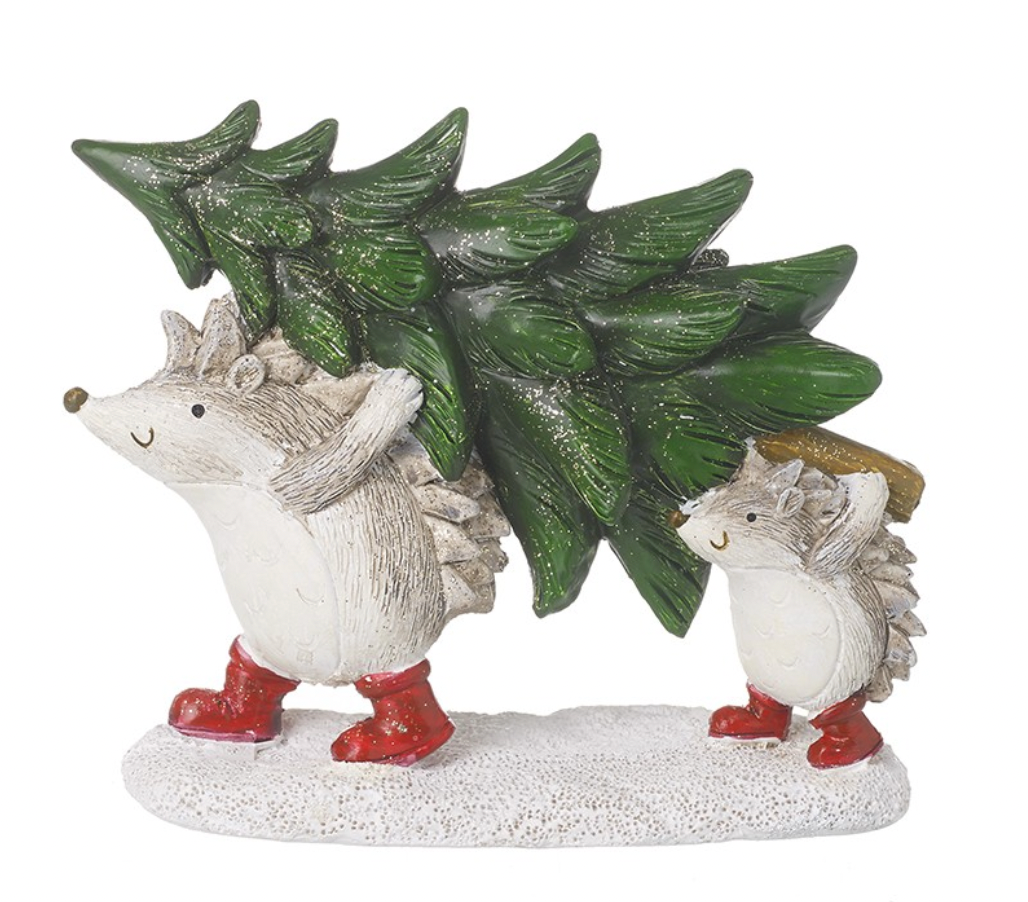 Hedgehogs Carrying Christmas Tree Ornament