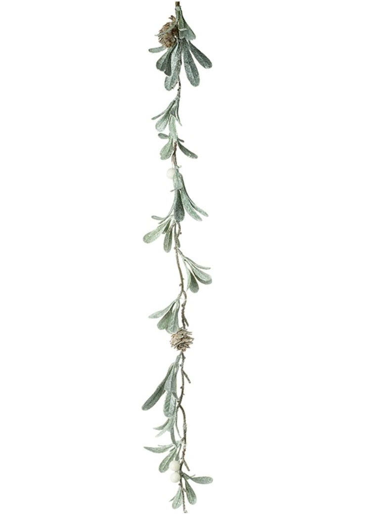 Pale Green Leaf Garland With Pinecone