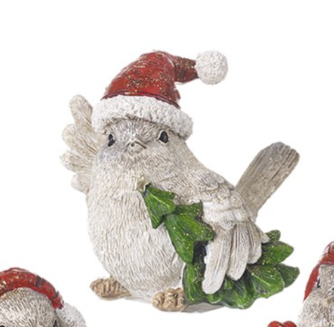 Resin Grey Birds With Red Hats Mix