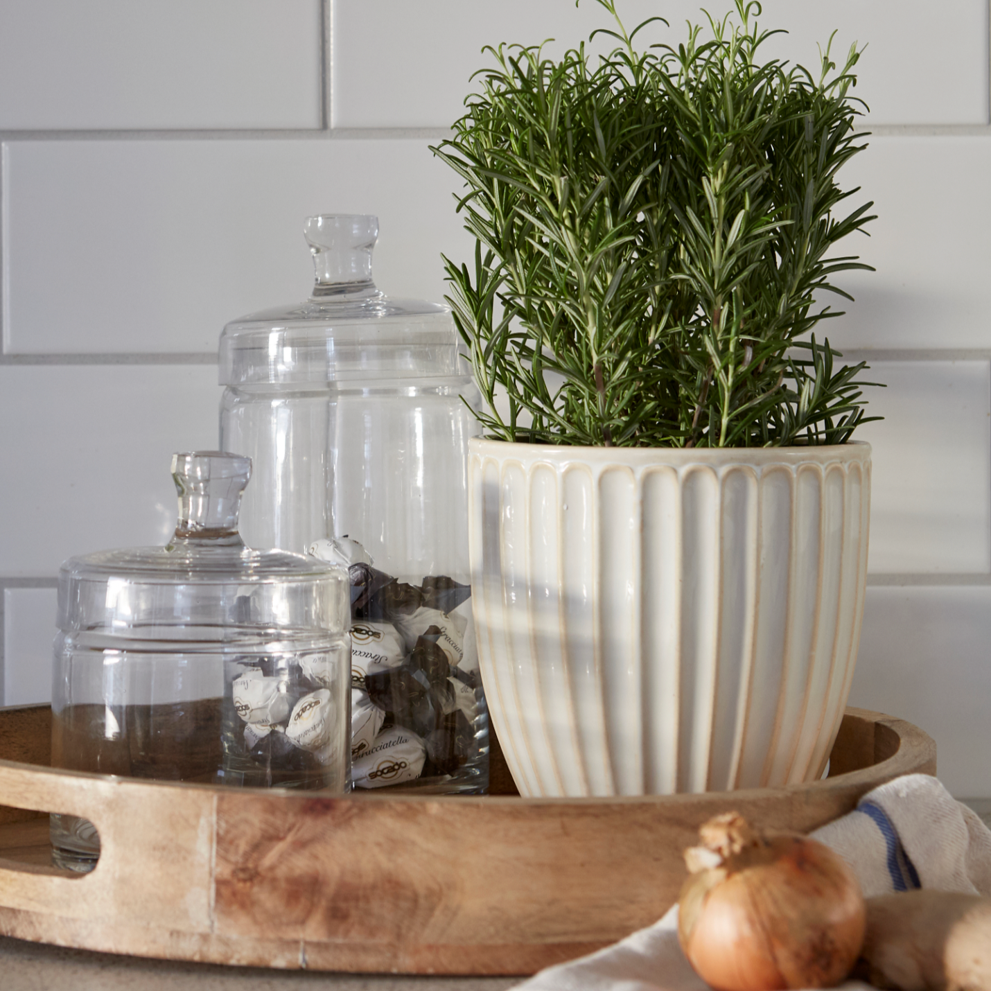 Milou Cream Ribbed Planter Pot