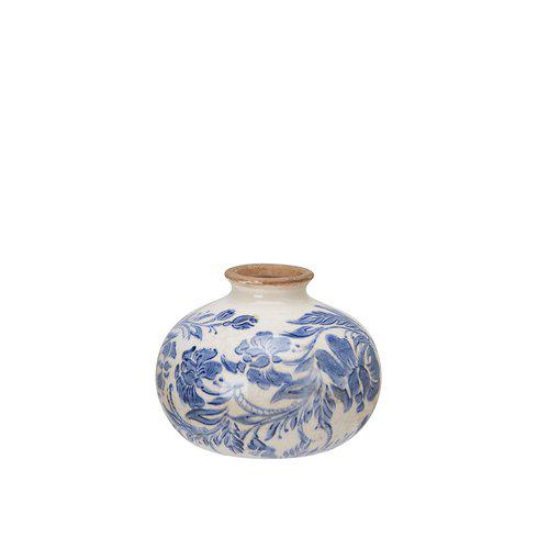 Mirabelle Blue Patterned Squat Vase