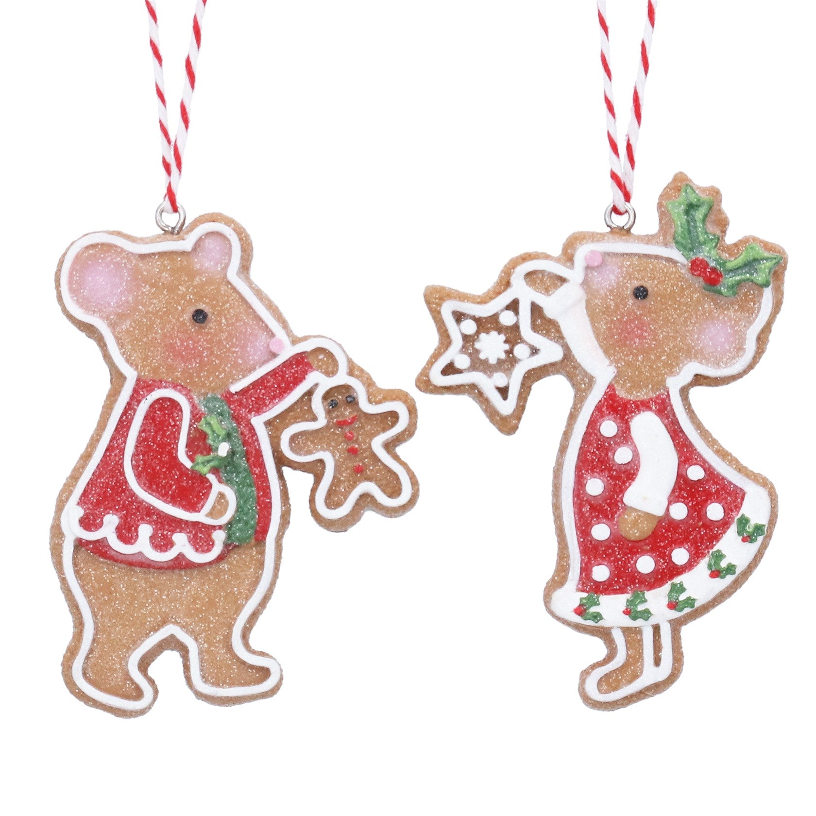 Gingerbread Mice Hanging Christmas Decorations