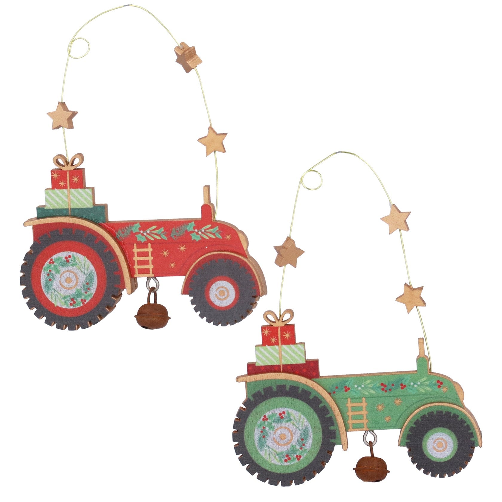 Wooden Tractor Christmas Hanging Decoration