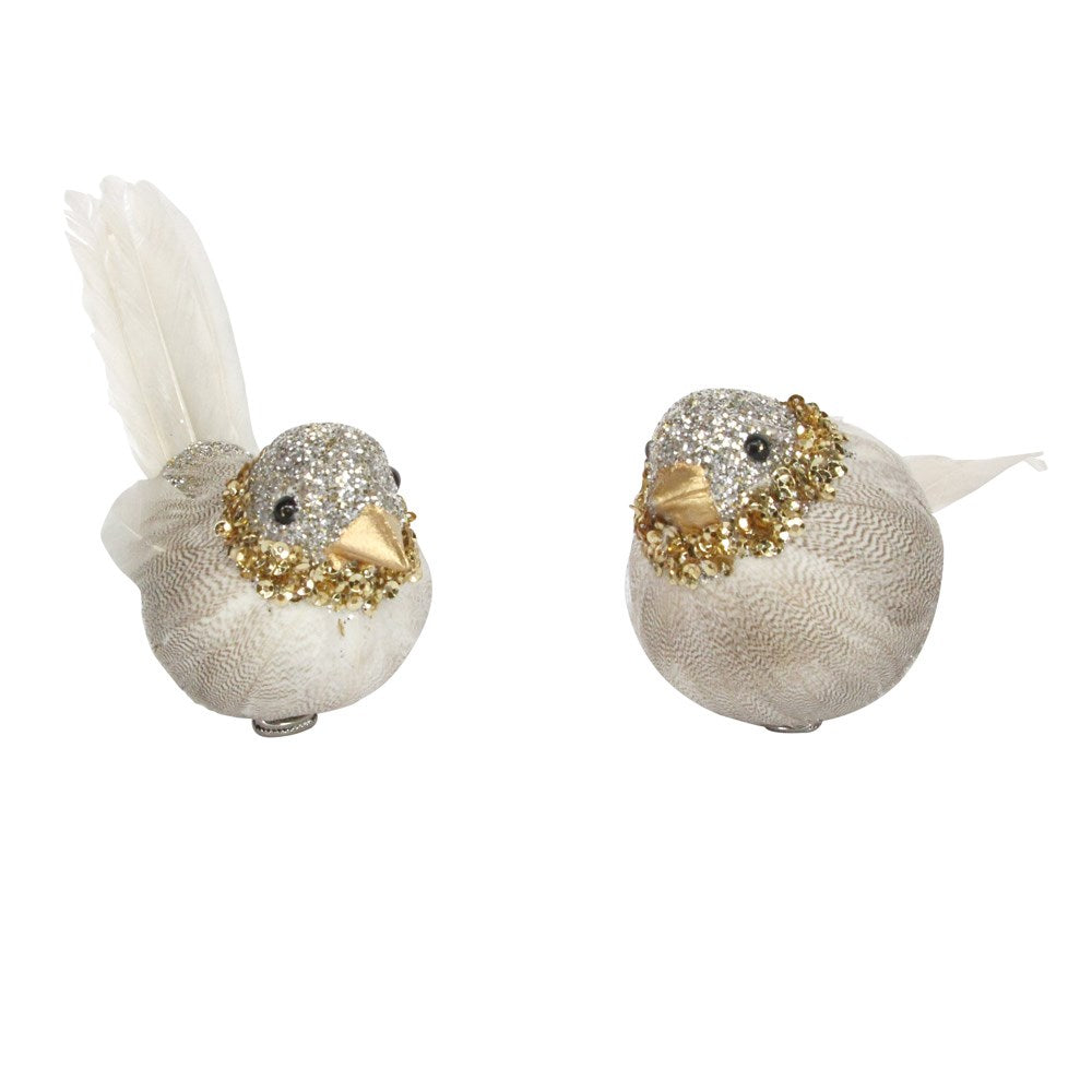 Pale Gold and Silver Clip on Birds