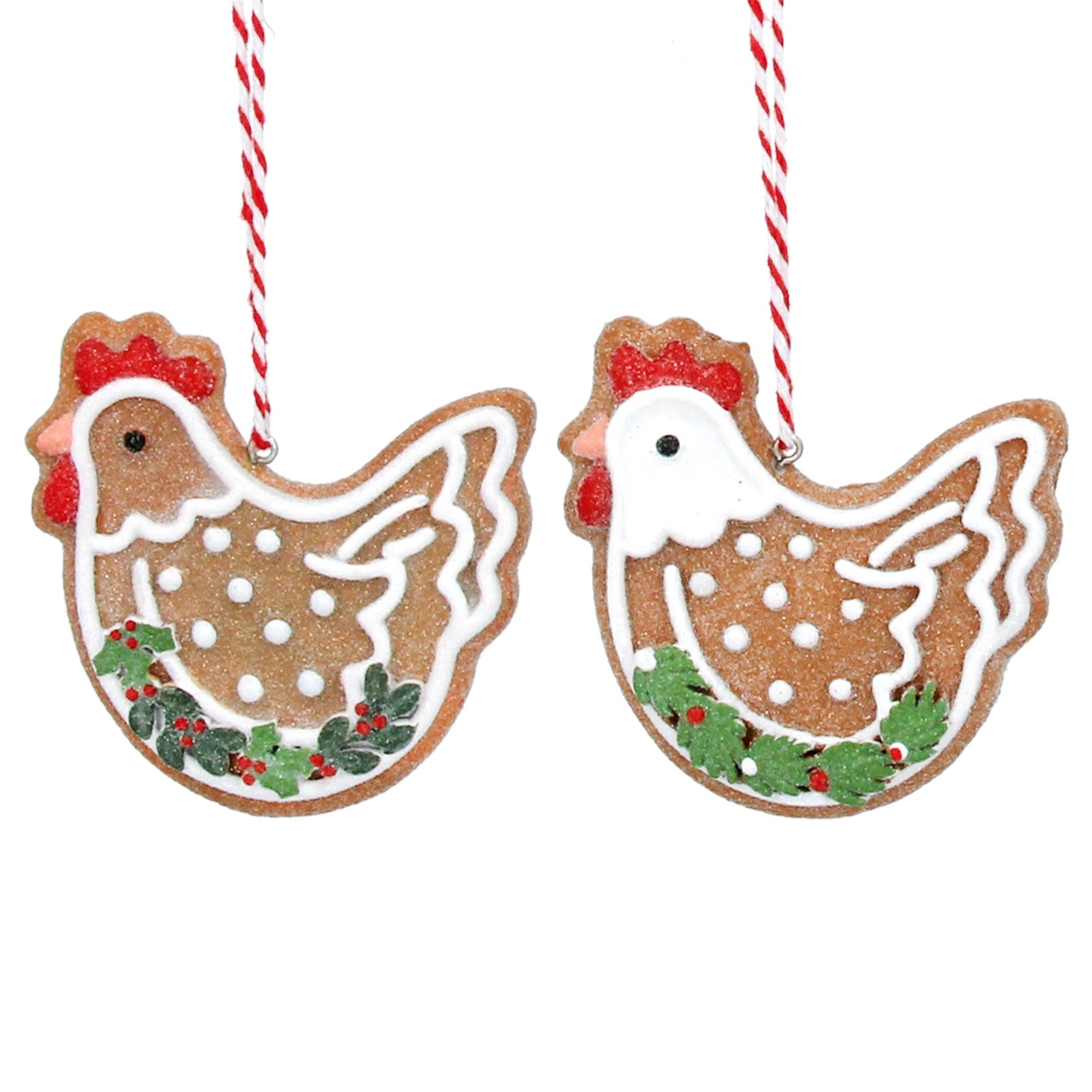 Resin Gingerbread Hen Decorations