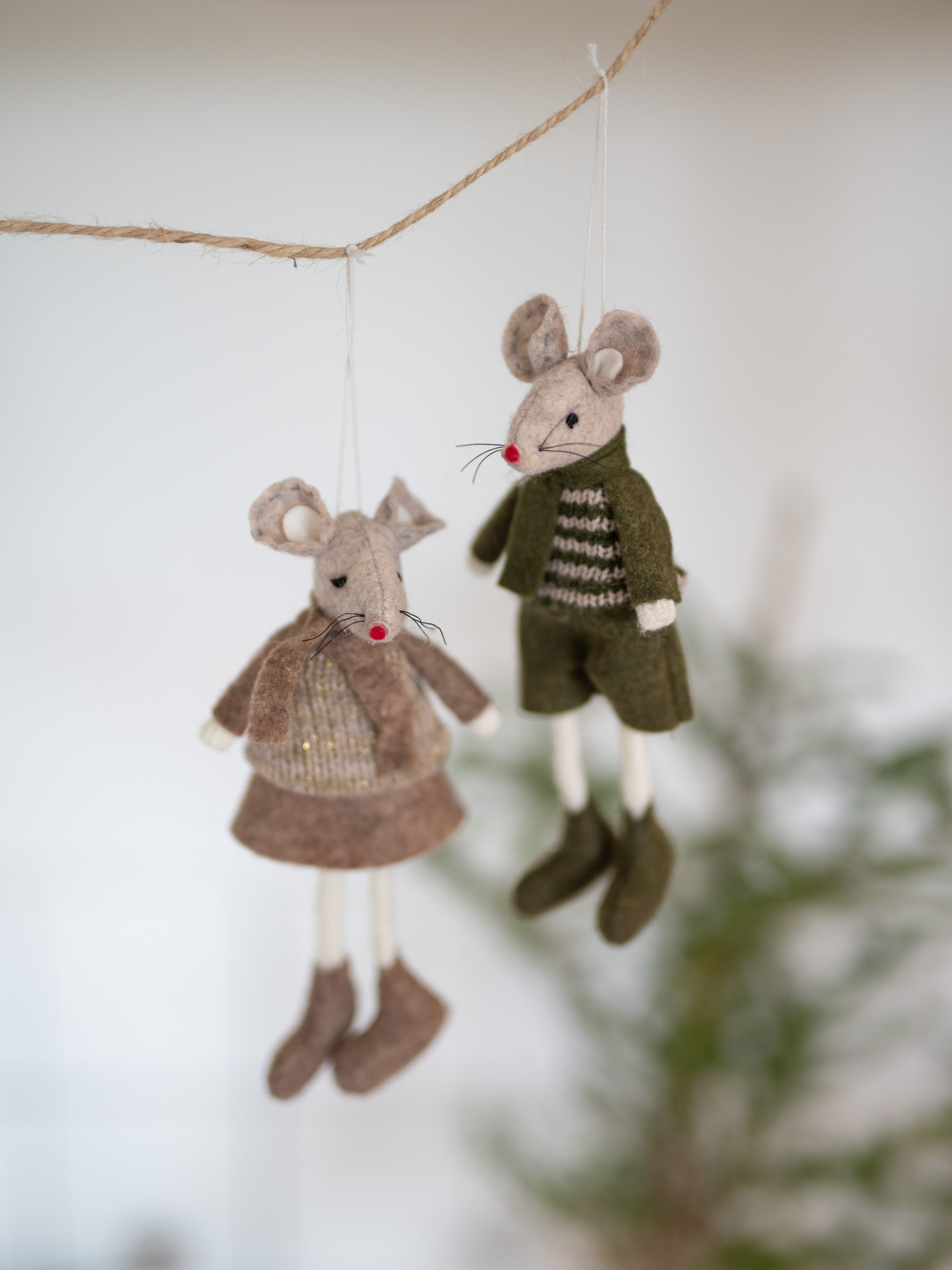 Sixten & Sally Brown Hanging Mice Decorations