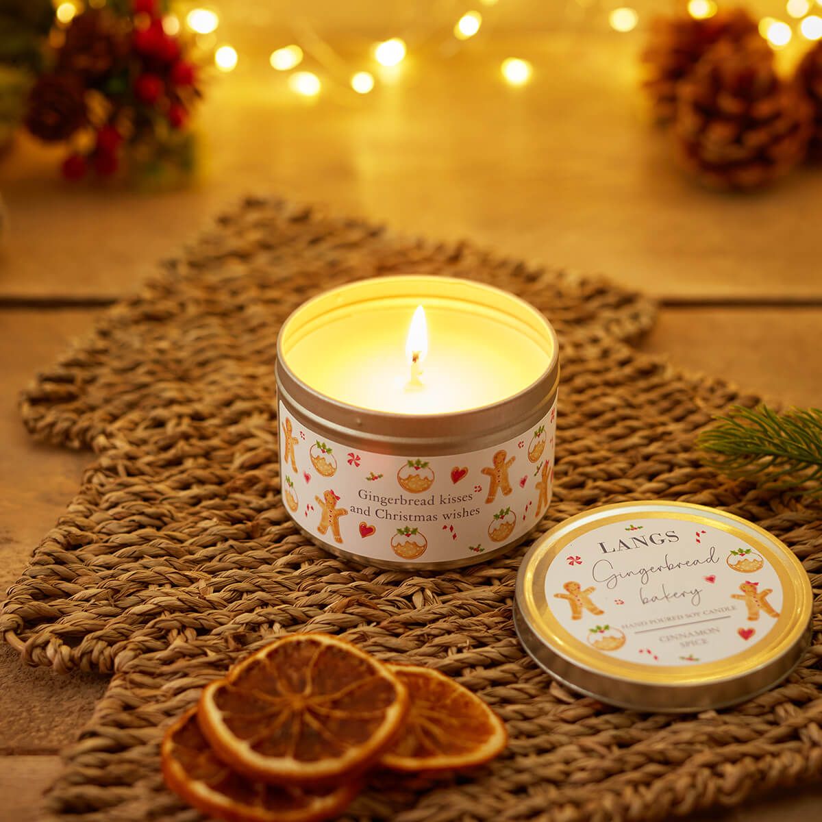 Gingerbread Bakery Cinnamon Christmas Tin Candle