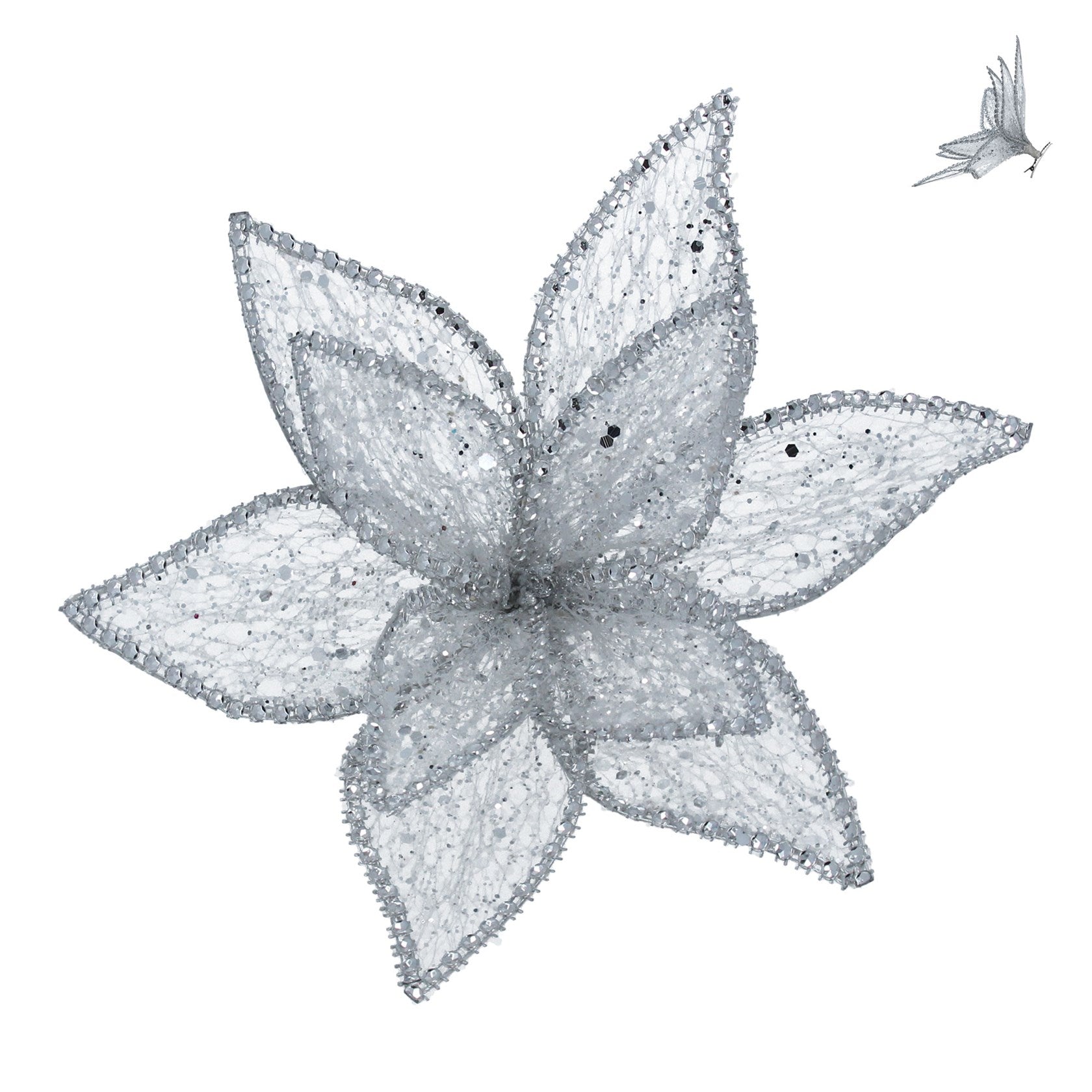 Silver Poinsetta Clip