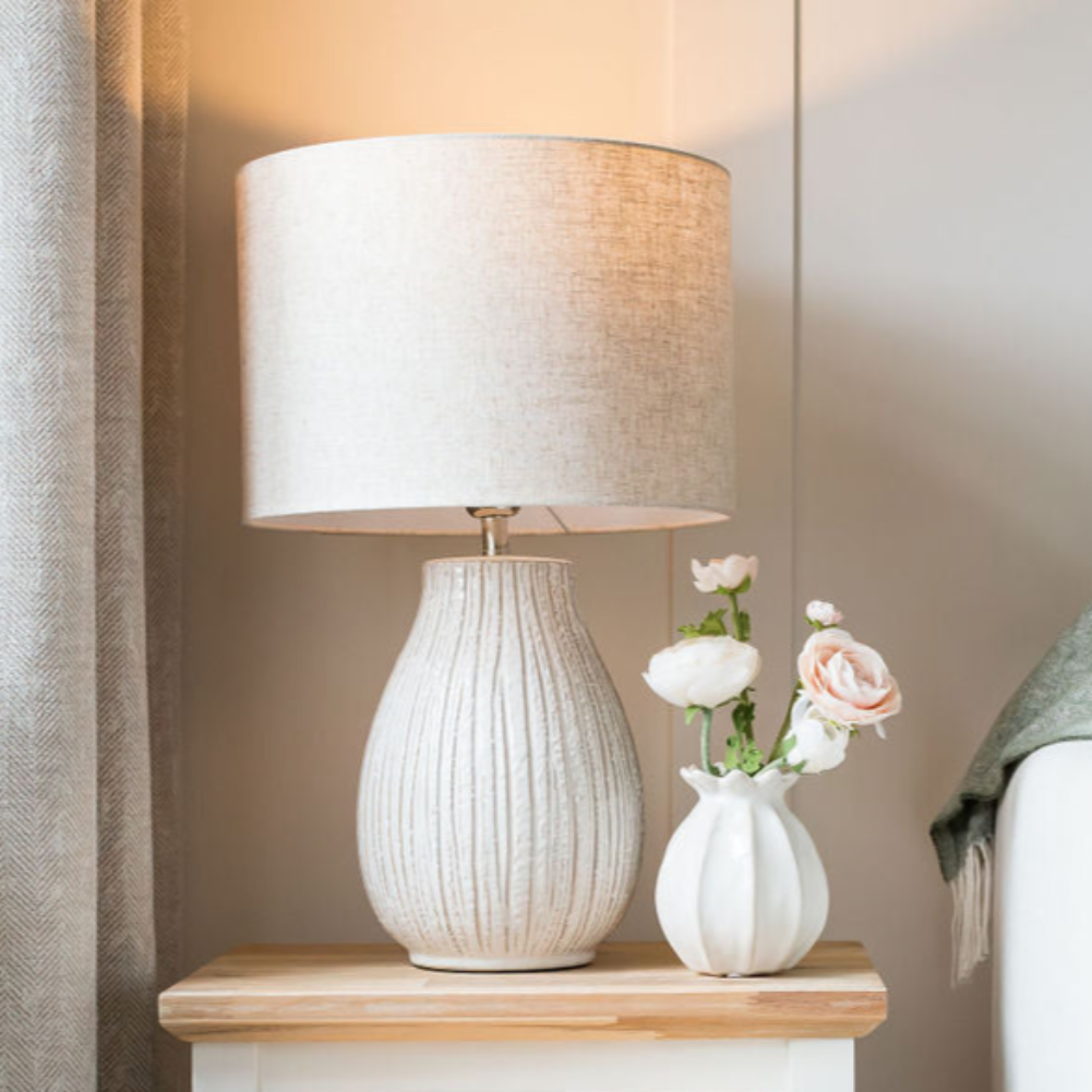 Bulbous Cream Table Lamp