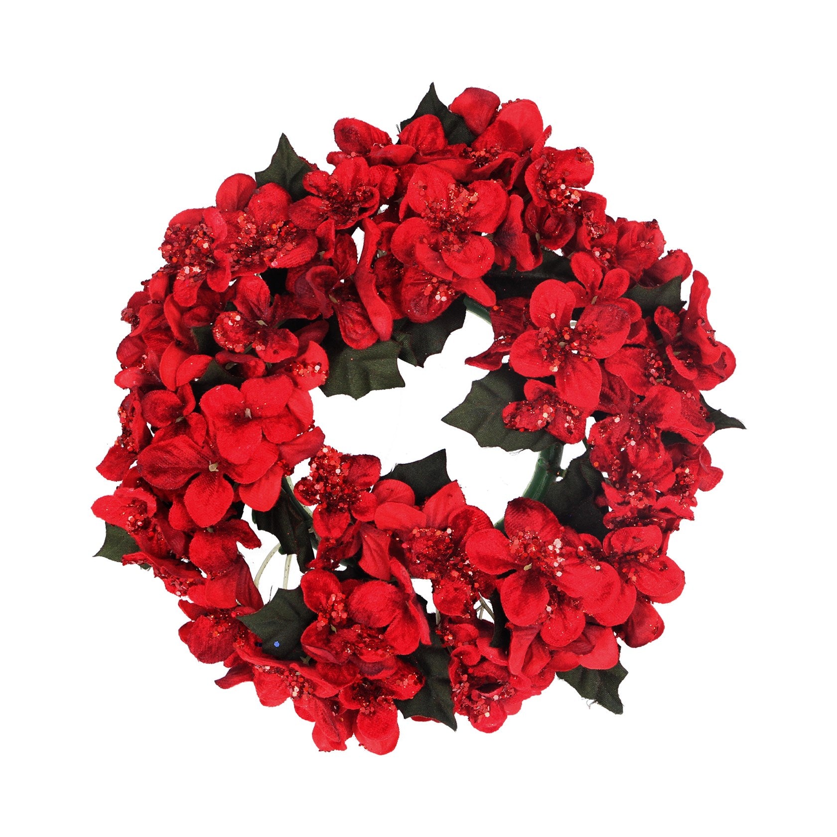 Red Fabric Hydrangea Candle Ring