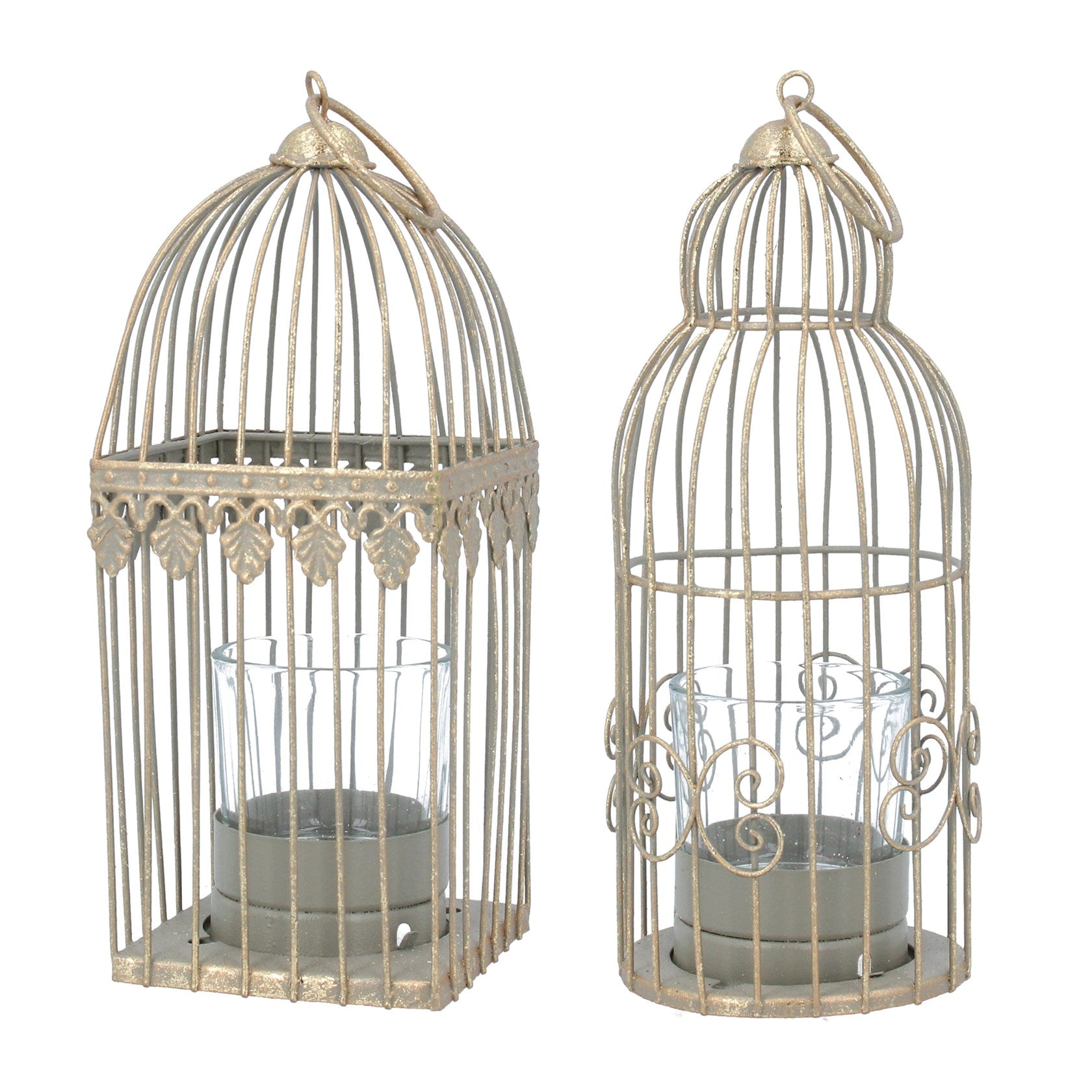 Gold Metal Birdcage Candleholer