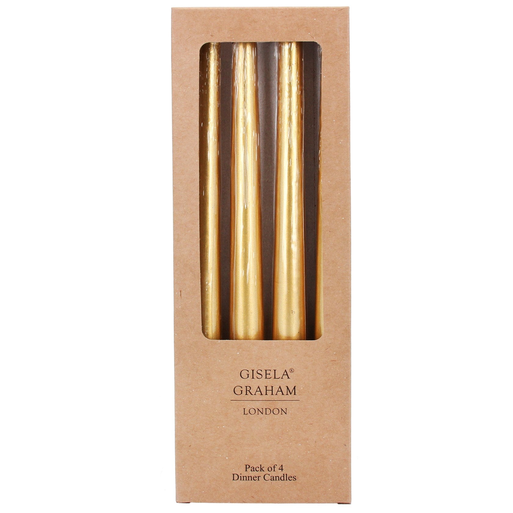 Box of 4 Taper Candle - Metallic Gold