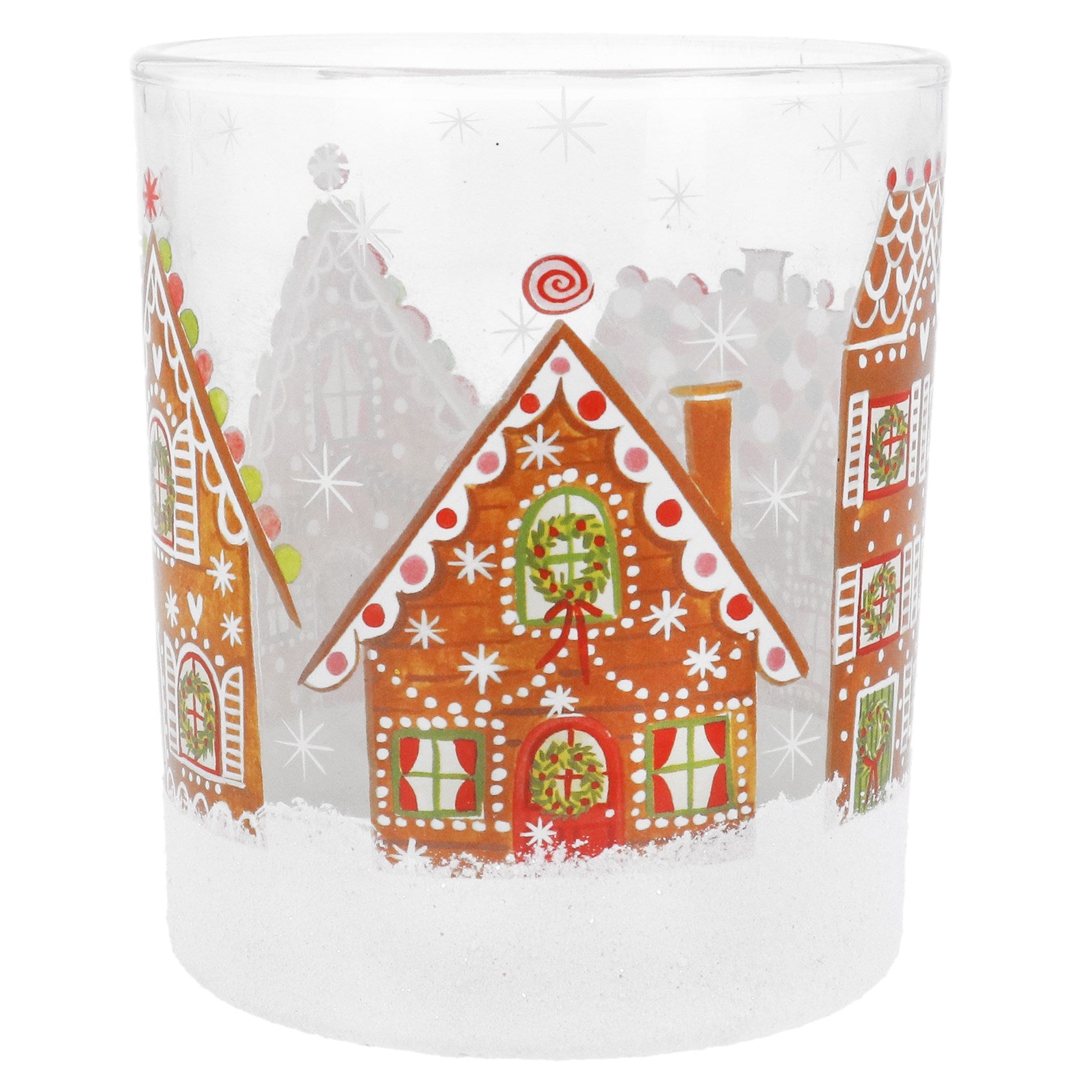 Gingerbread House Glass Night Light Pot - Large