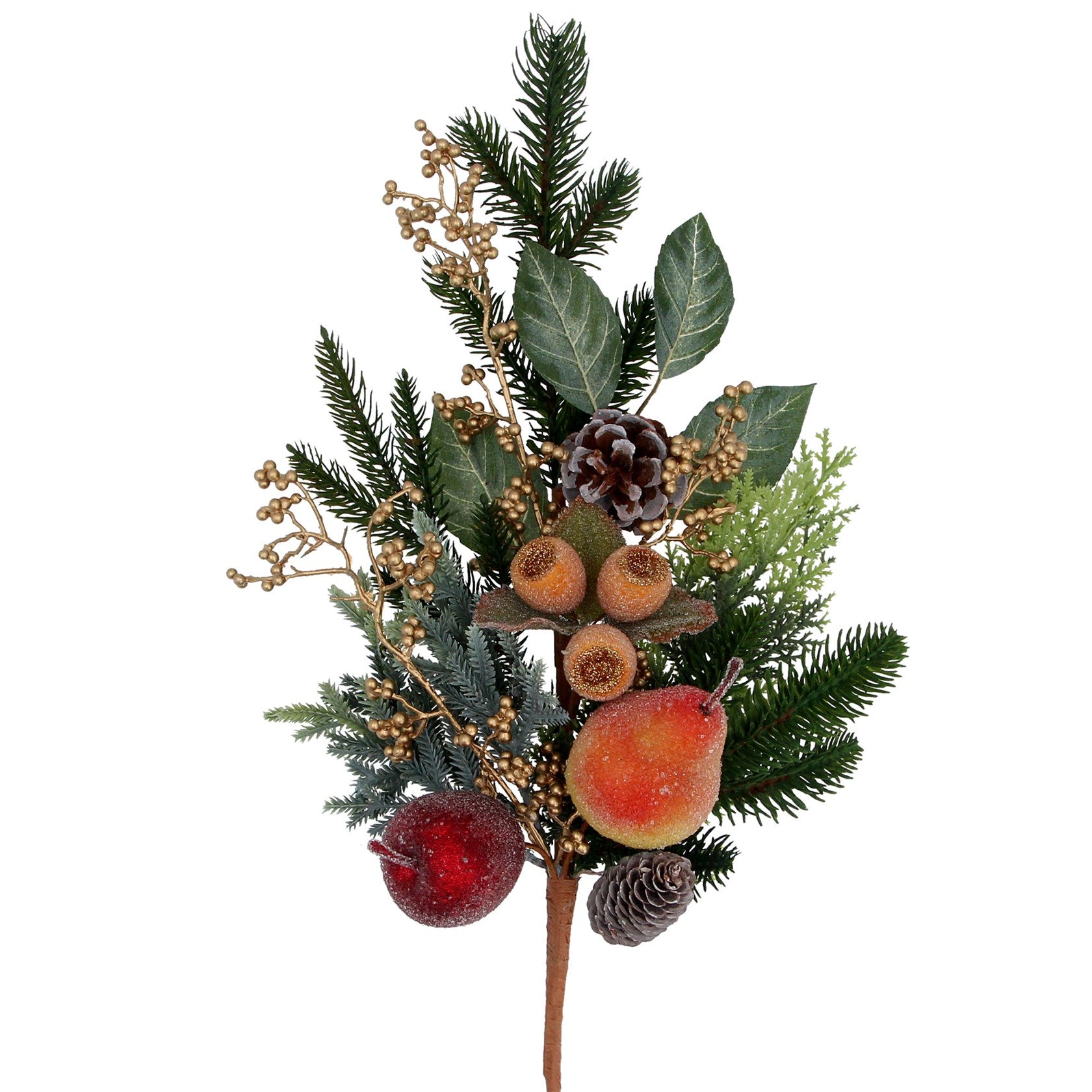 Beaded Fruit, Leaf & Gold Berry Branch