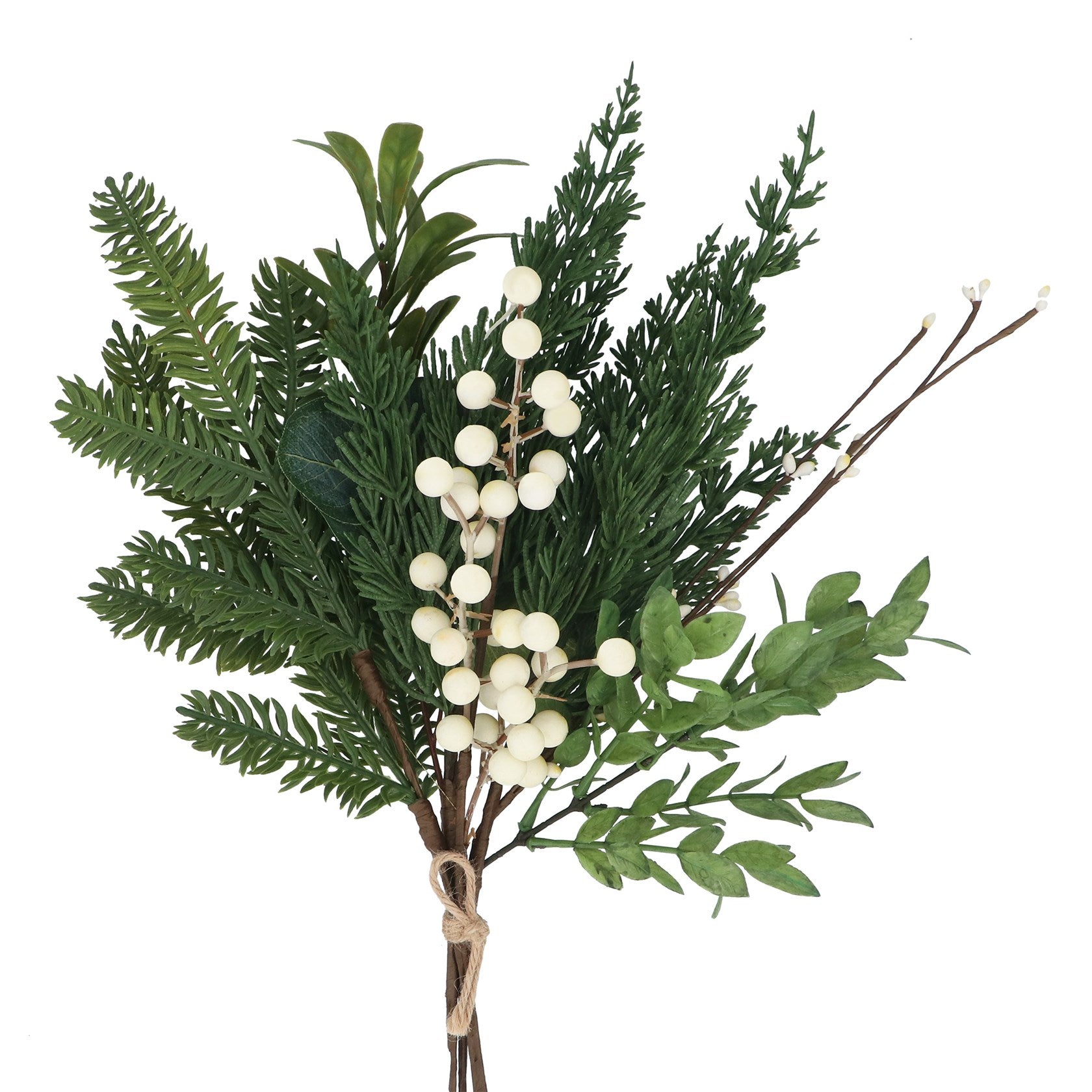 Winter Foliage Bunch with White Berries Spray