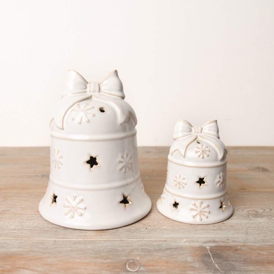 Large LED White Bell Ornament