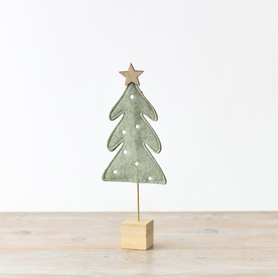 Light Green Dotty Felt Tree Decoration
