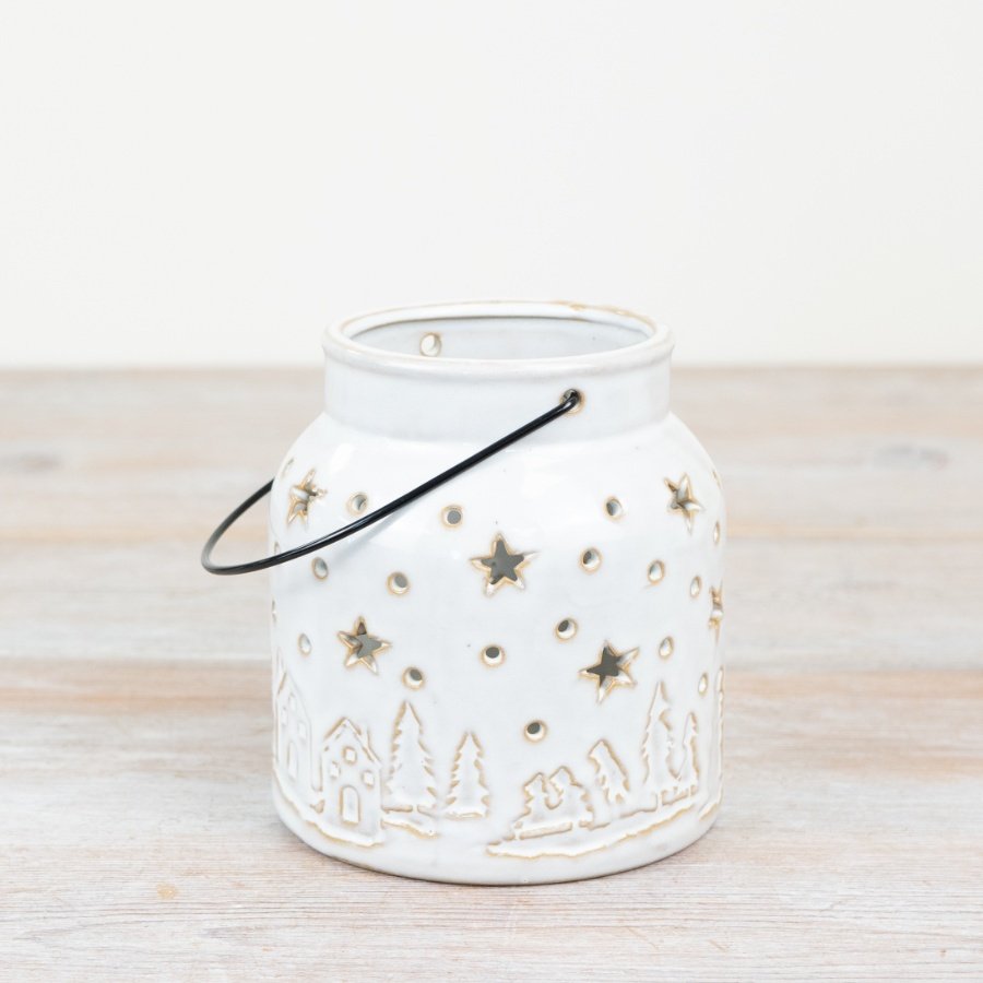 Large White Christmas Candle Lantern