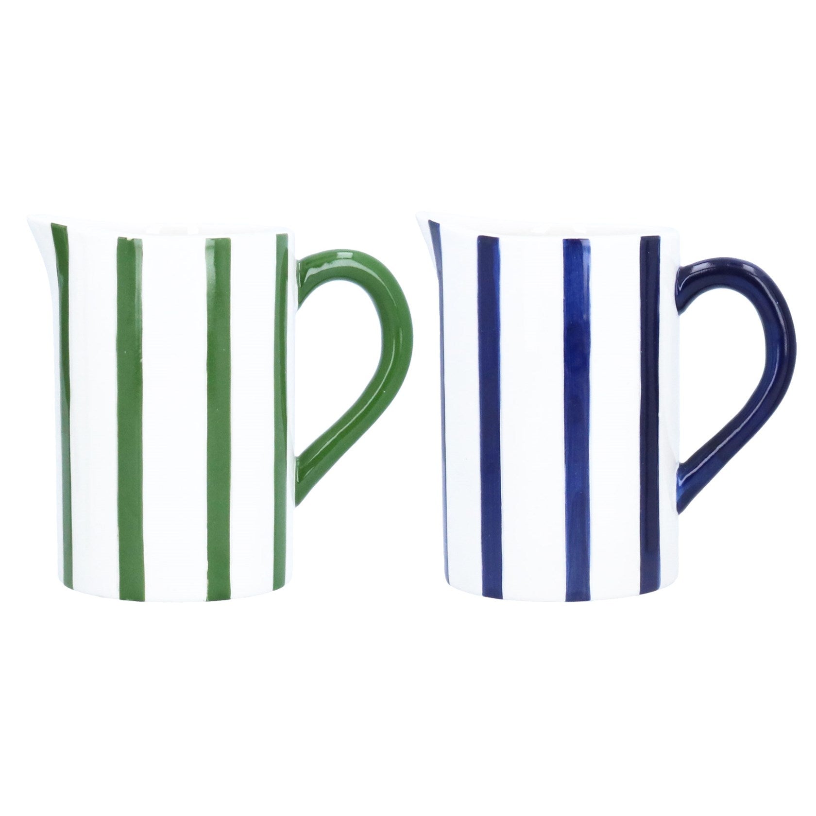 Blue & Green Stripe Ceramic Jug (Medium)