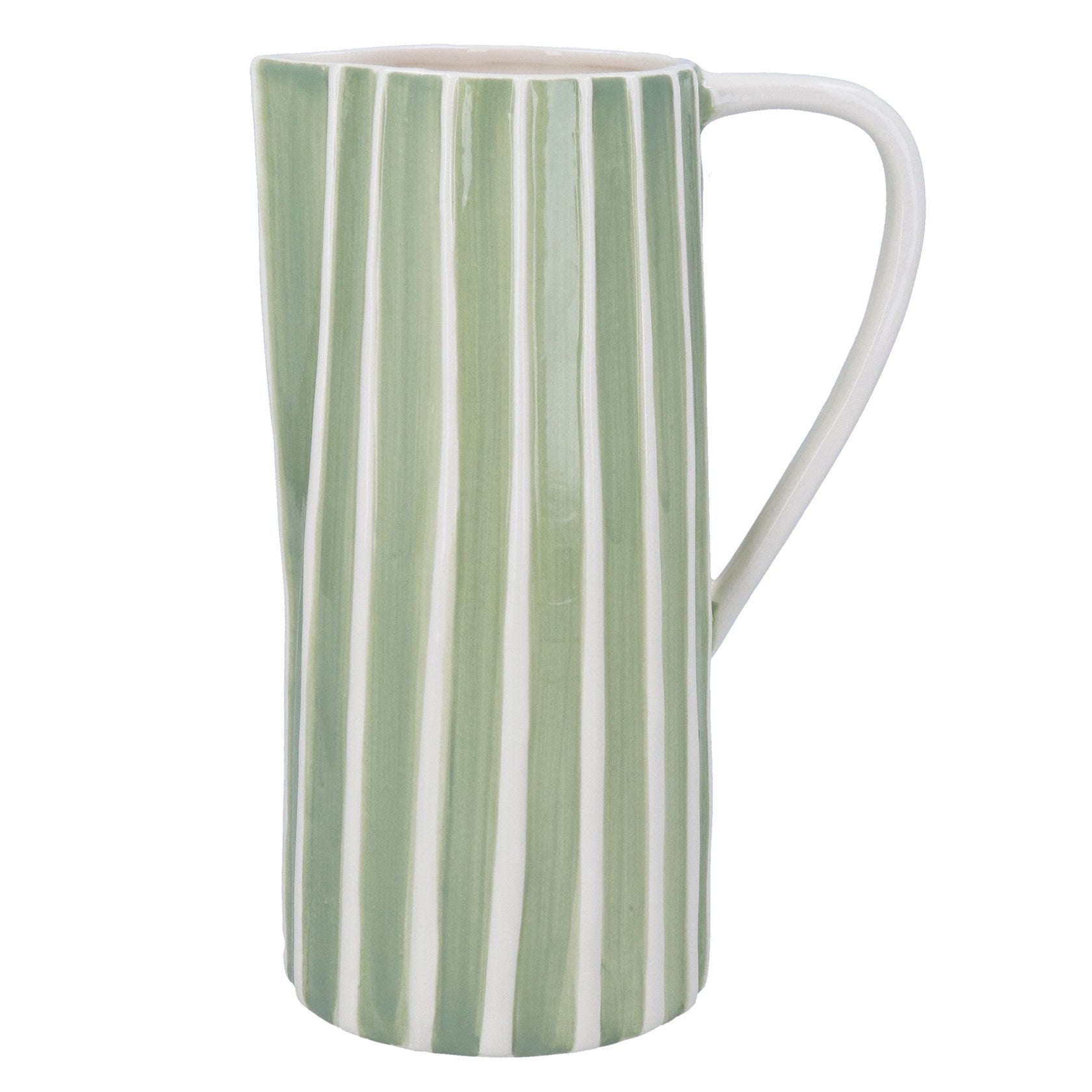 Green & White Rib Striped Jug