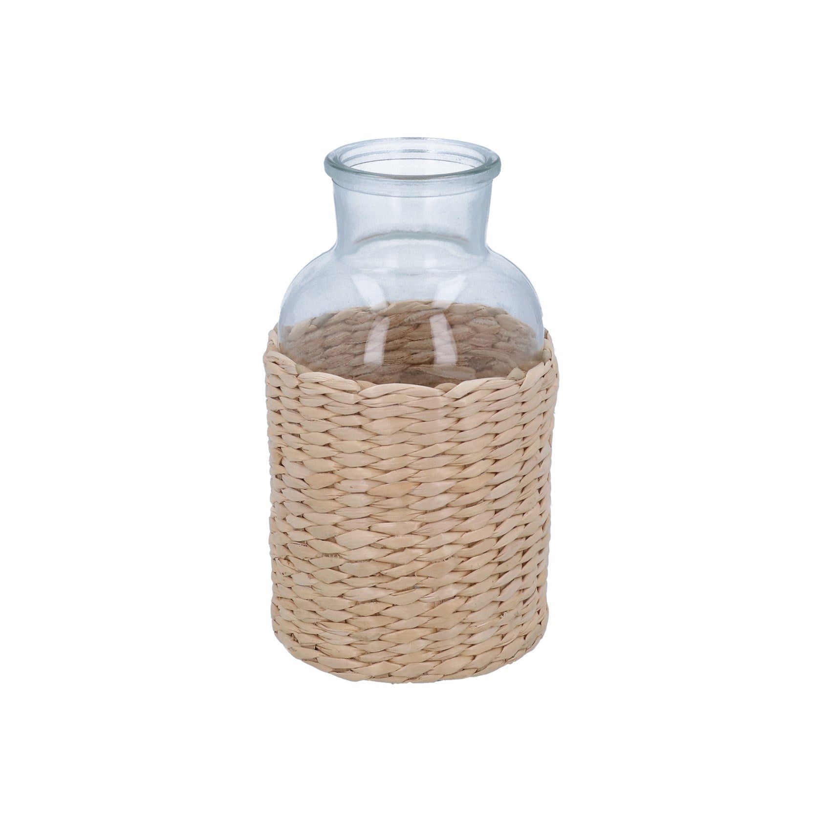 Rattan Covered Glass Vase - Medium
