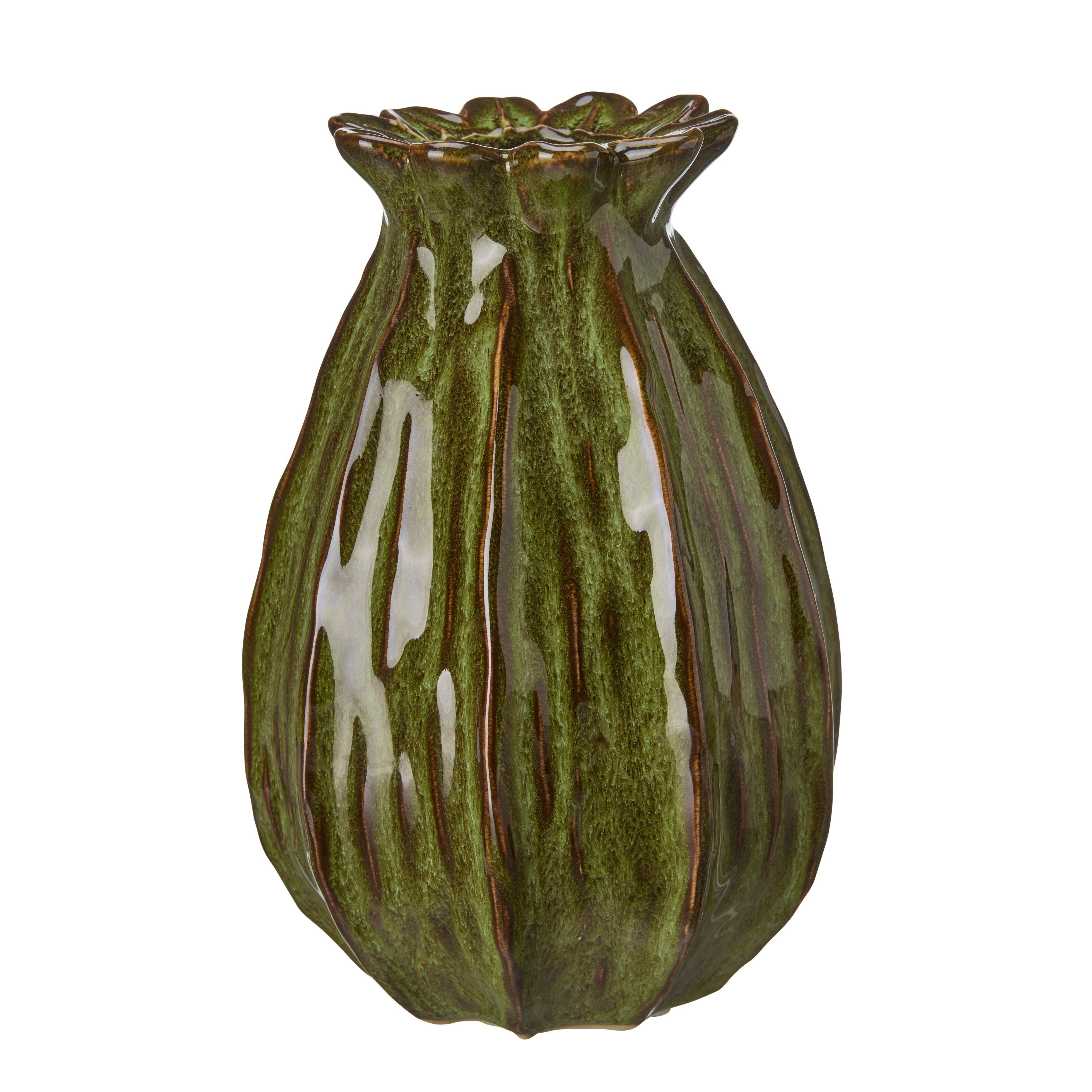 Lillian Dark Green Poppy Seed Vase