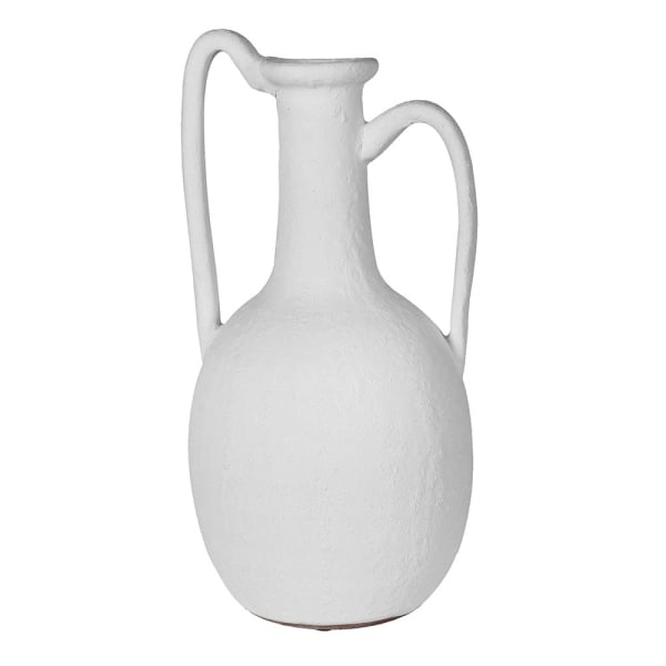 White Twin Handled Textured Vase