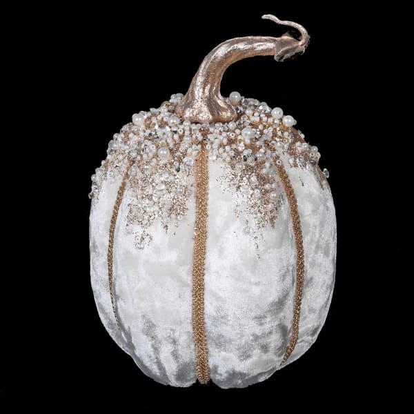 Tall Cream Pumpkin with Beads