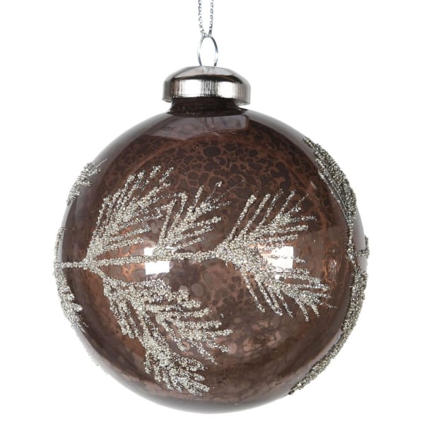 Bronze Leaves Glitter Bauble