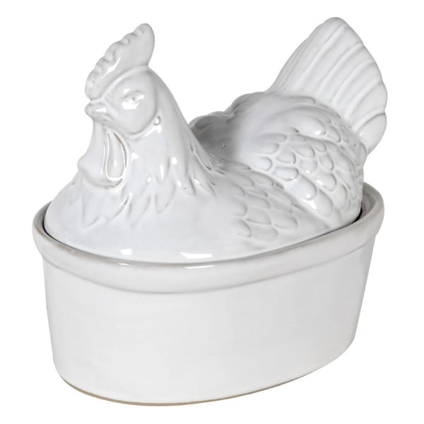 White Ceramic Hen Egg Holder