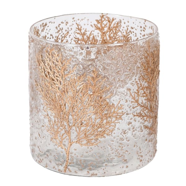 Medium Gold Tree Glass Hurricane
