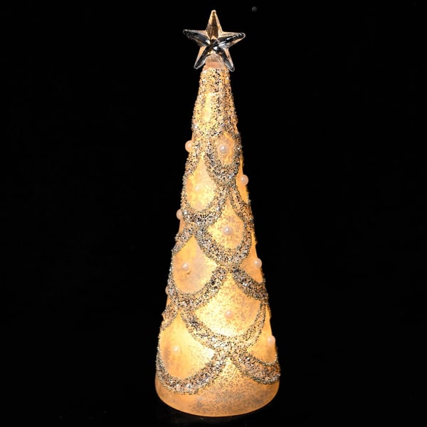 Silver Lit Tree With Glitter