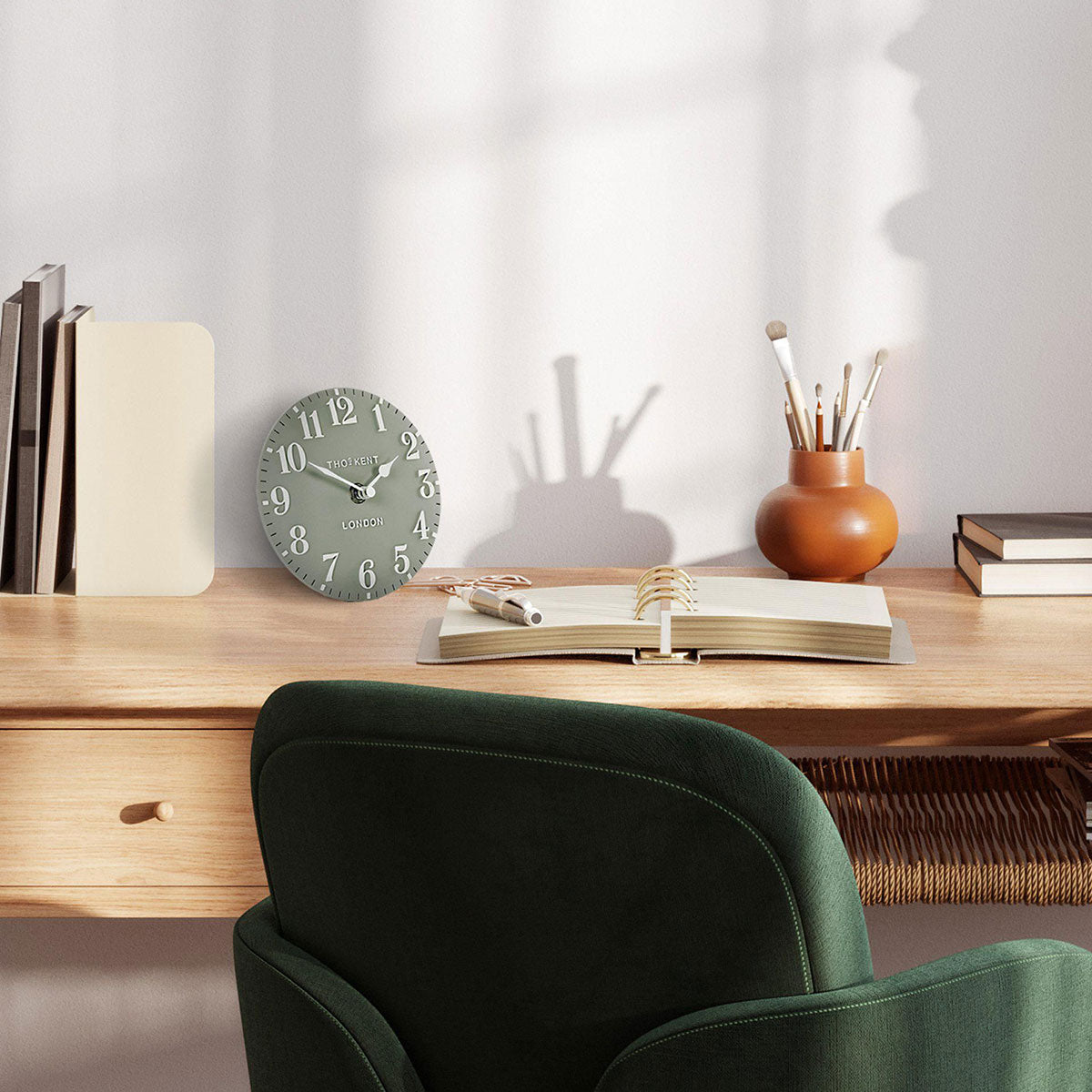 Arabic Mantel 6" Seagrass Clock