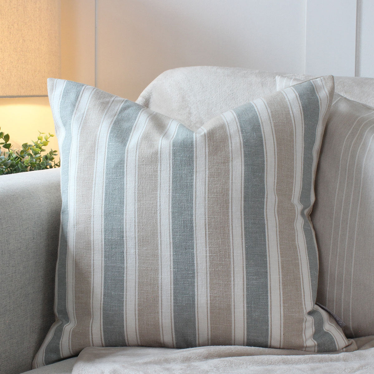 Augustine Seafoam Green Stripe Square Cushion