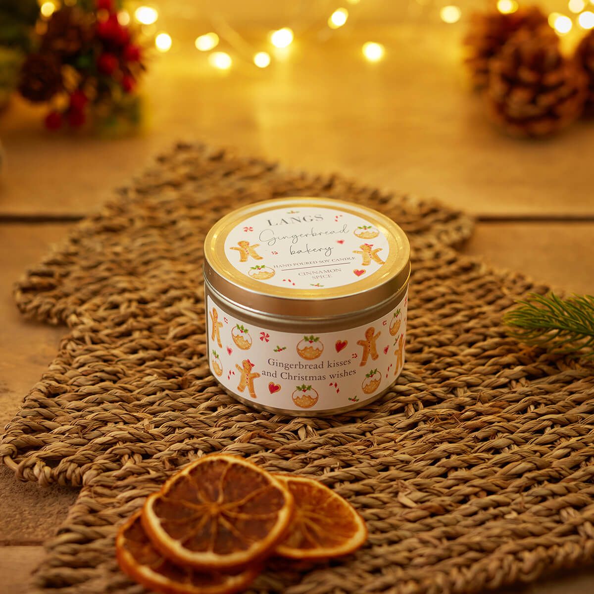 Gingerbread Bakery Cinnamon Christmas Tin Candle