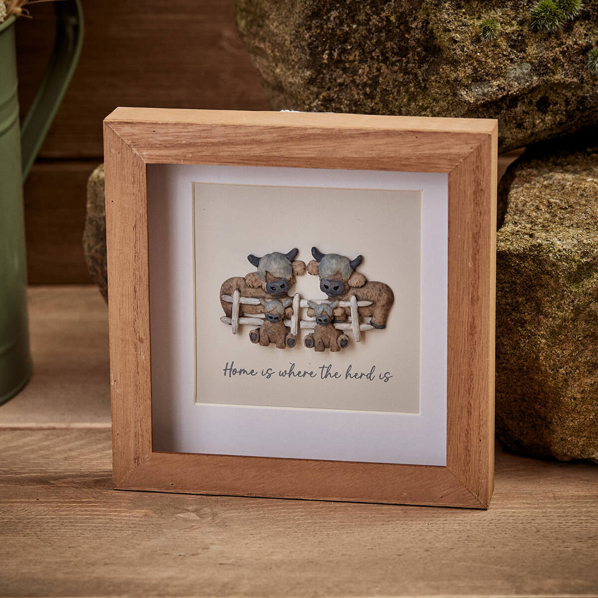 Dougal Highland Herd Resin Pebble Wood Frame
