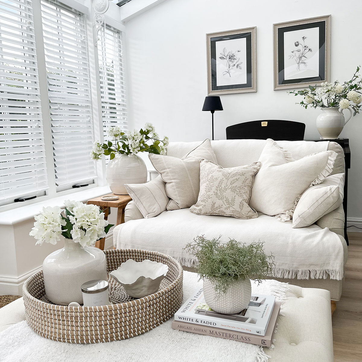 Ferndown Linen Taupe Floral Print Cushion