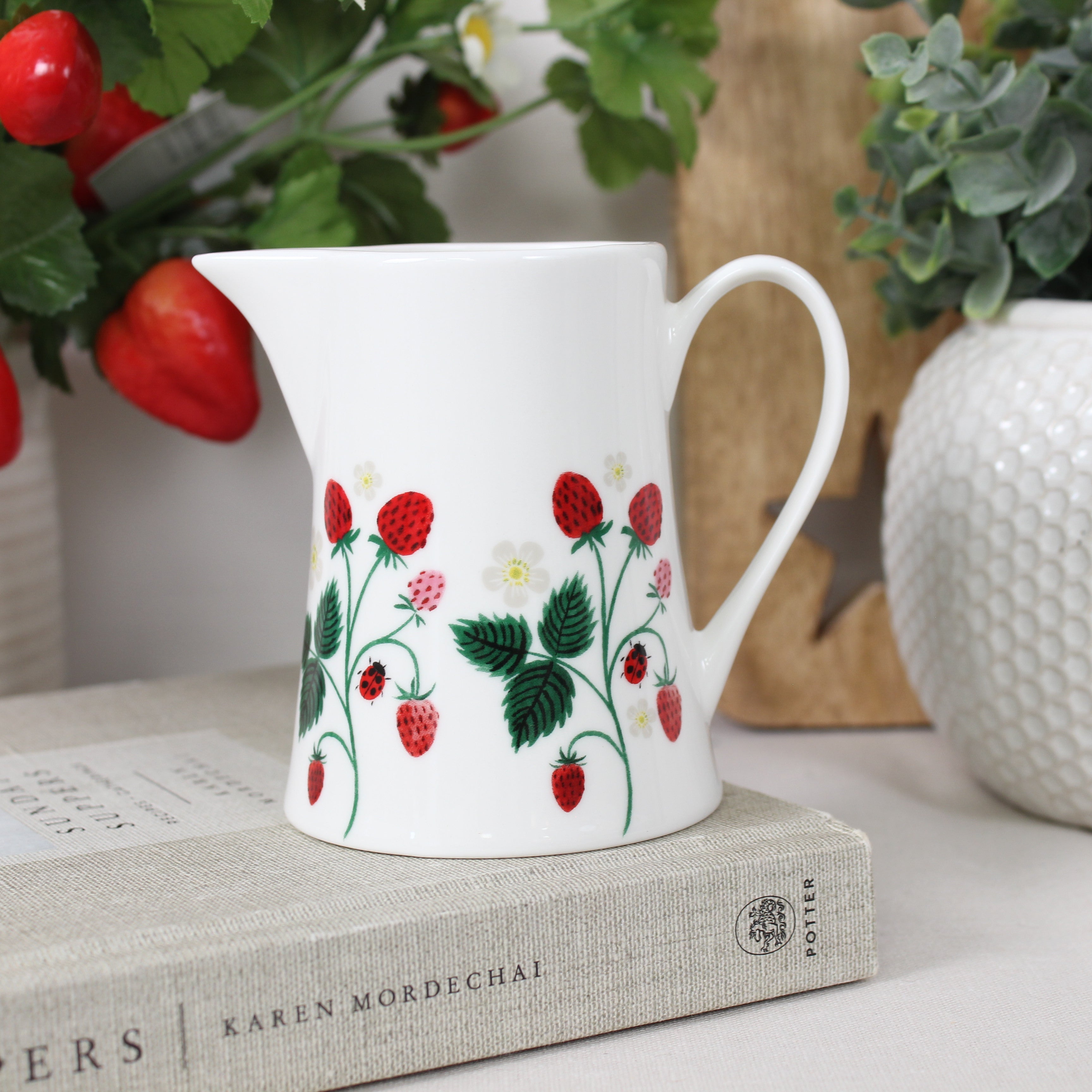 Strawberries Bone China Jug - Small