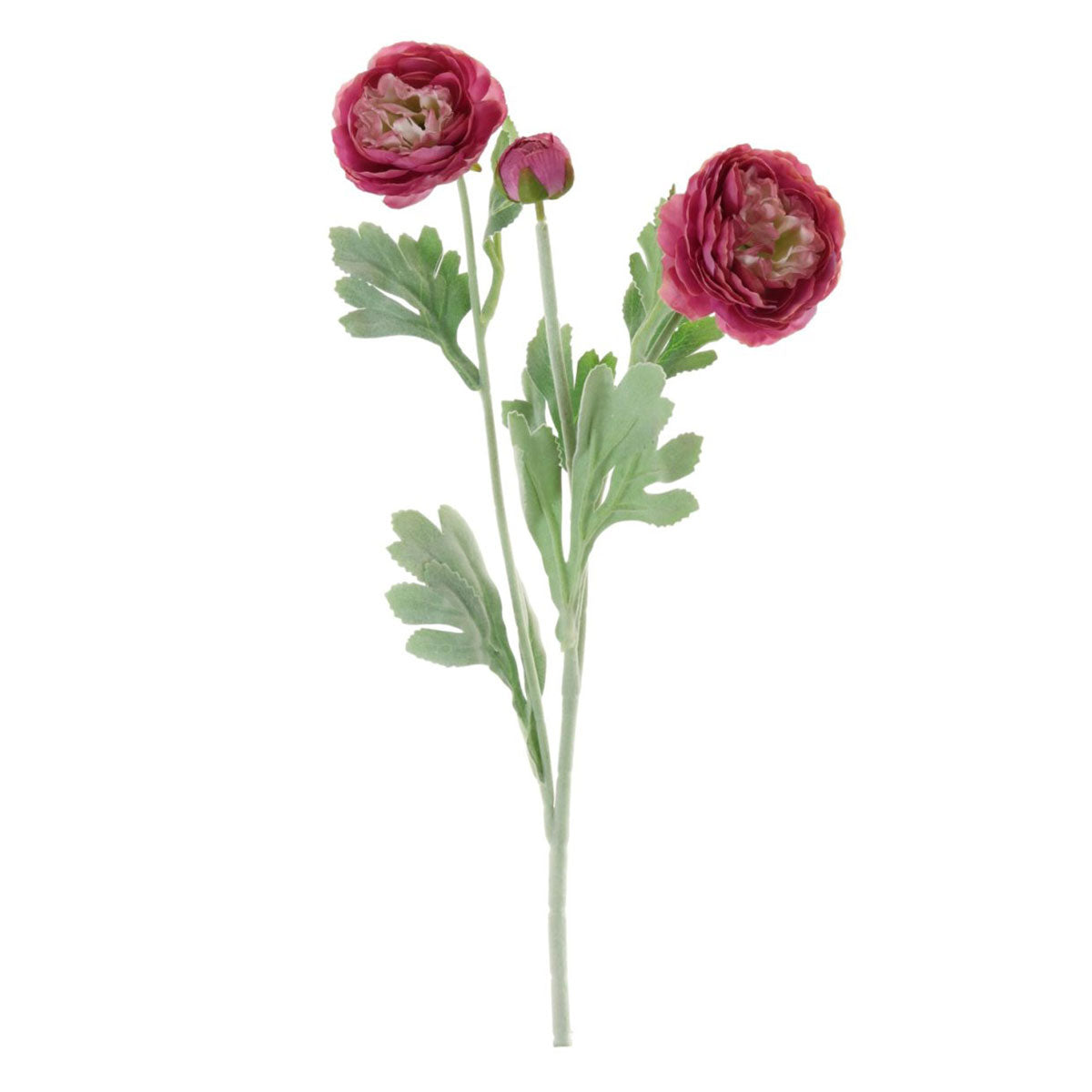 Faux Hot Pink Silk Ranunculus Spray