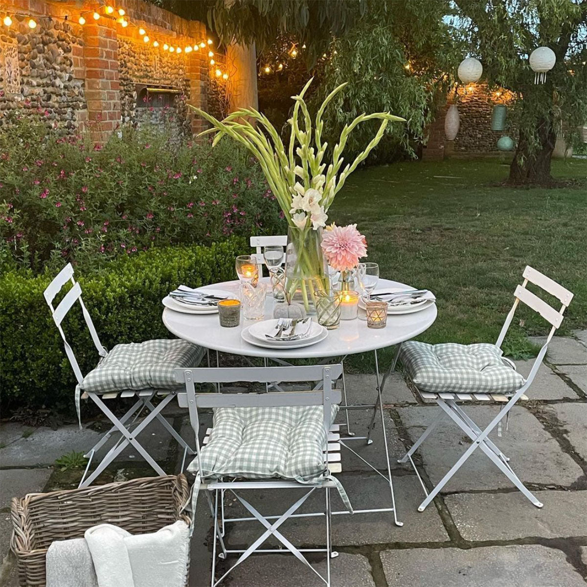 Hillcrest Duck Egg Gingham Chair Seat Pad