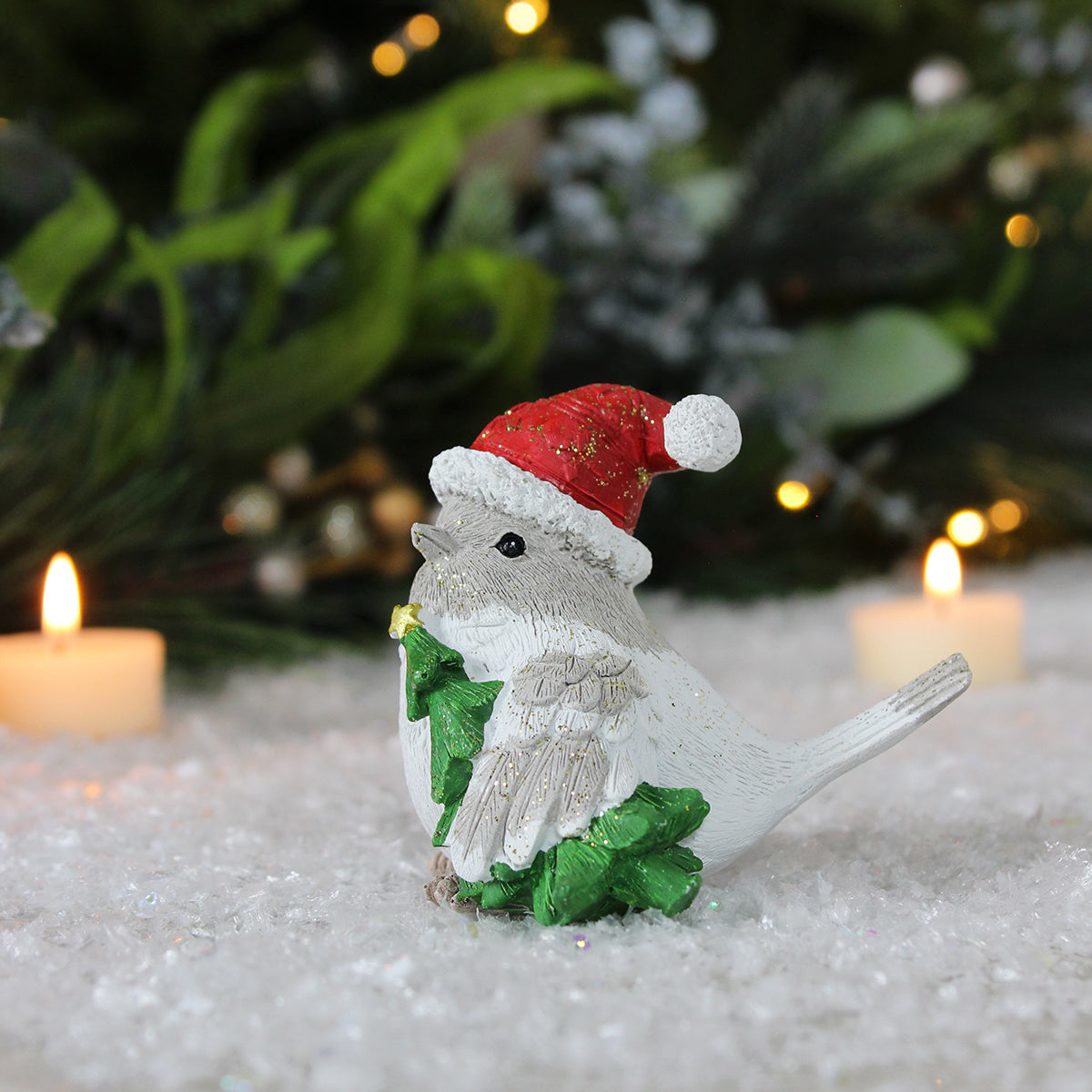 Resin Grey Birds With Red Hats Mix
