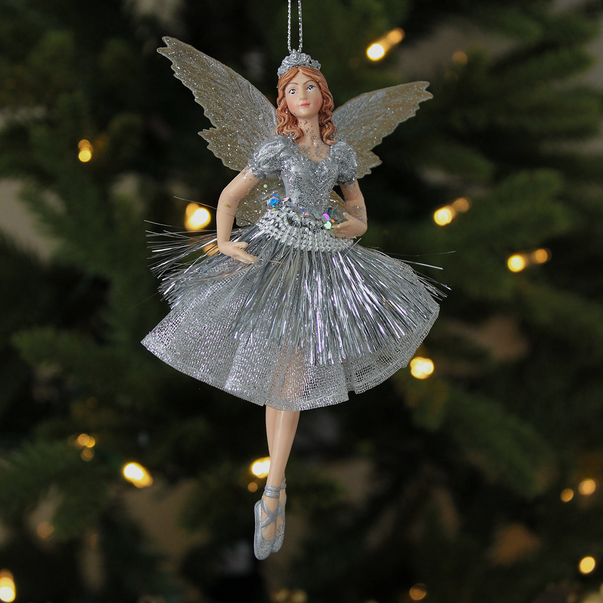 Silver Fairy Decoration Tinsel Skirt