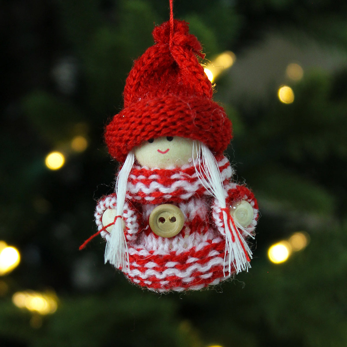 Knitted Red Scandi Girl Christmas Decorations