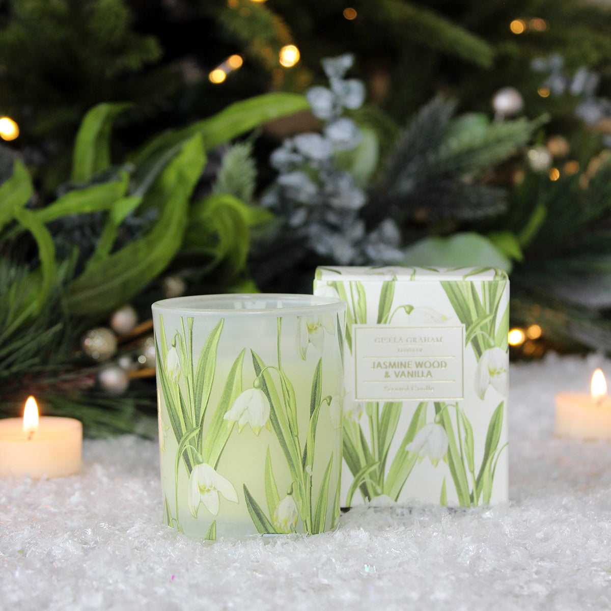 Jasmine Wood & Vanilla Scented Box Candle - Small